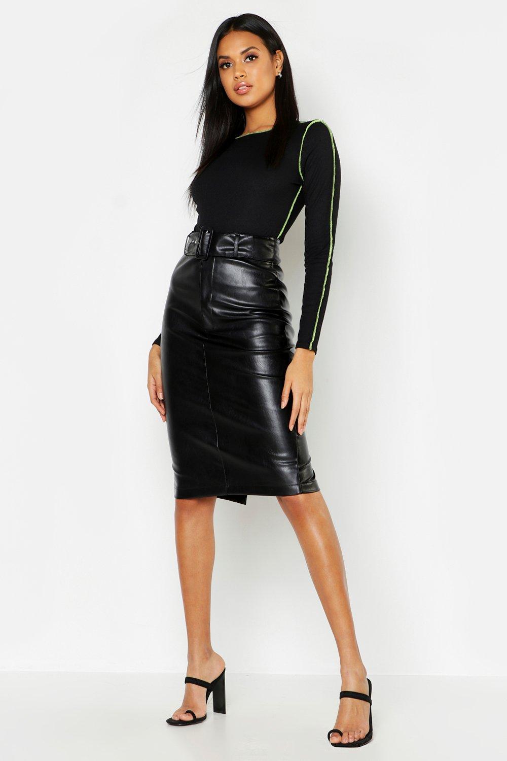 boohoo black midi skirt