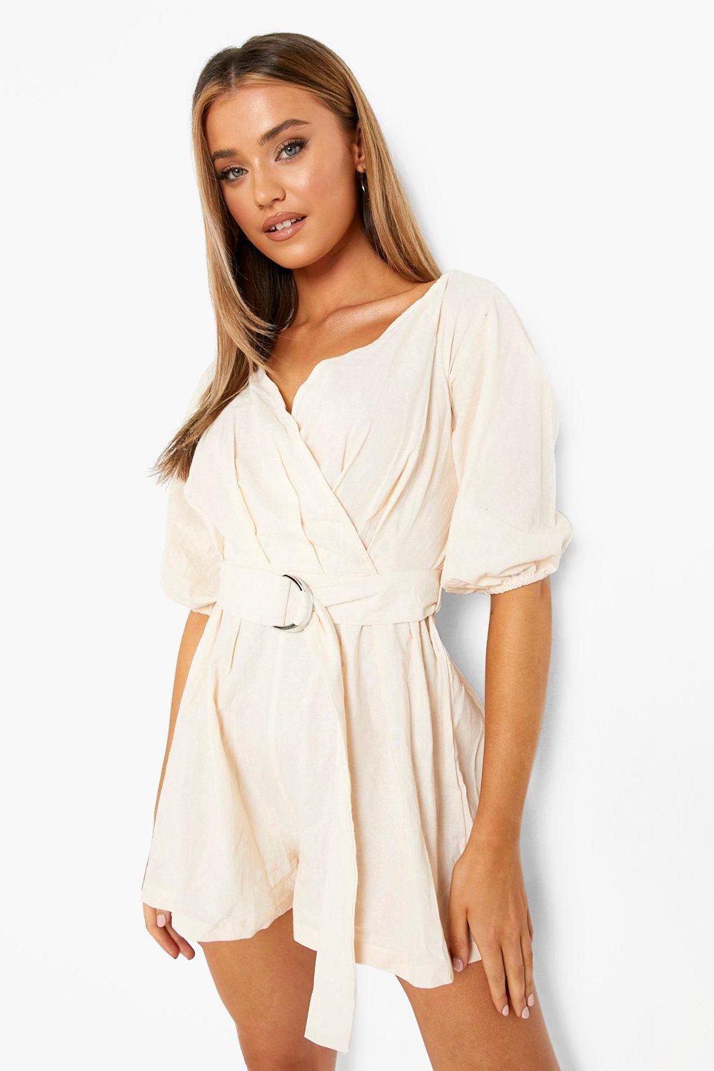 white linen bardot dress