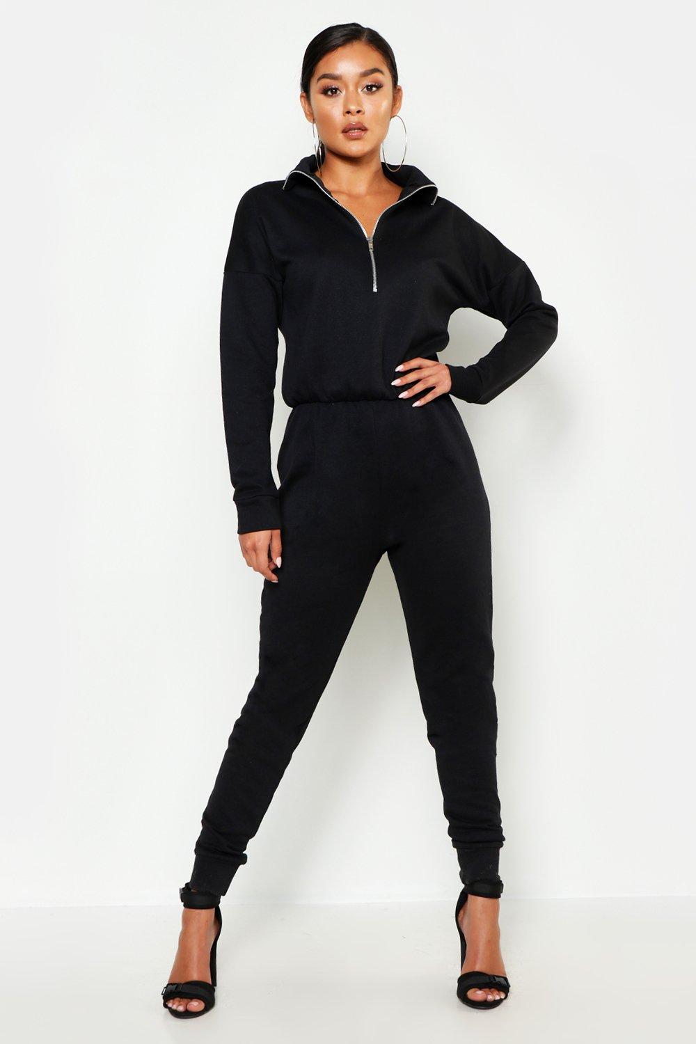 zip up black jumpsuit