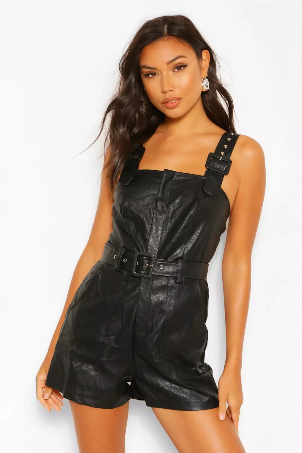 Leather sales look playsuit