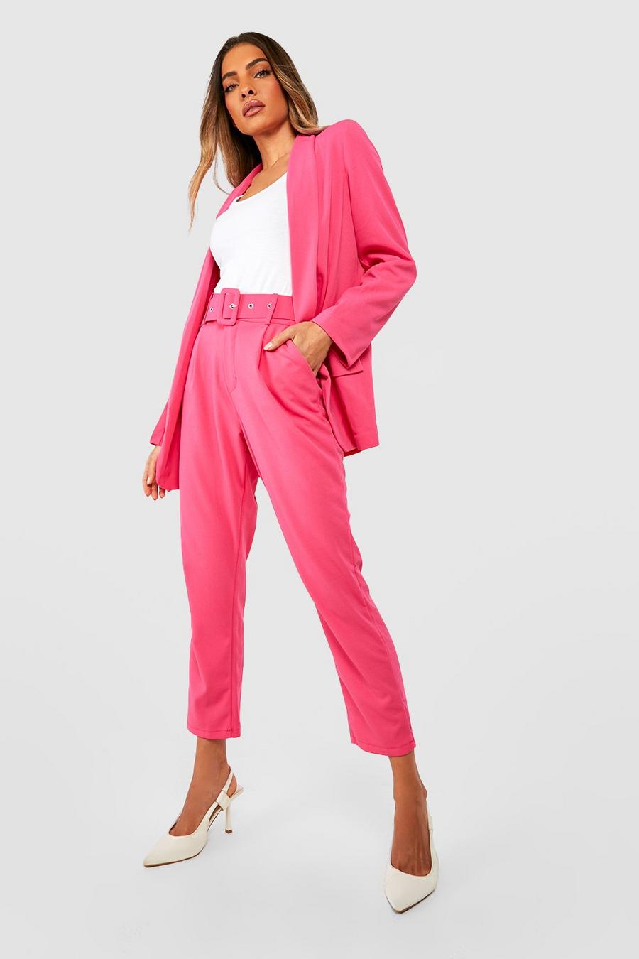 Hot pink Kostymbyxor med bälte image number 1