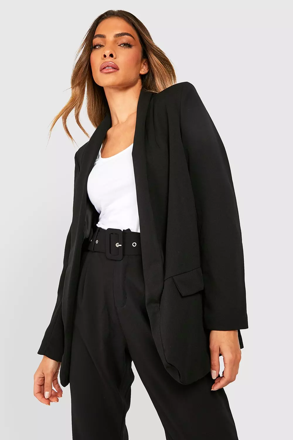 Tailored Blazer & Self Belt Trouser Suit Set alternative image