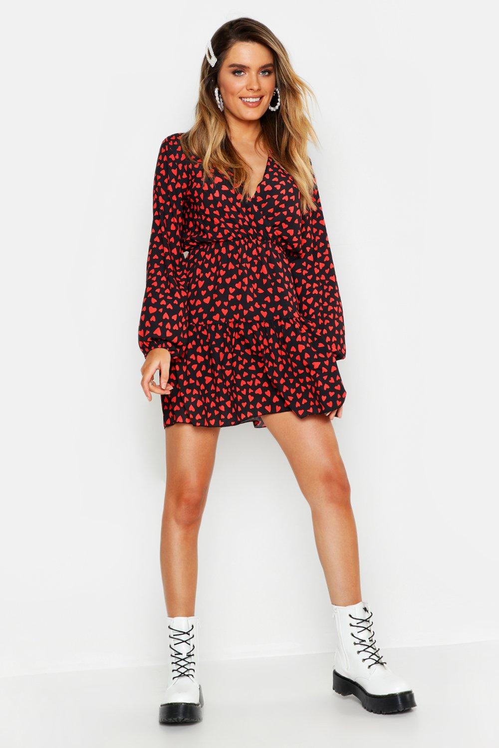 boohoo wrap mini dress in scarf print