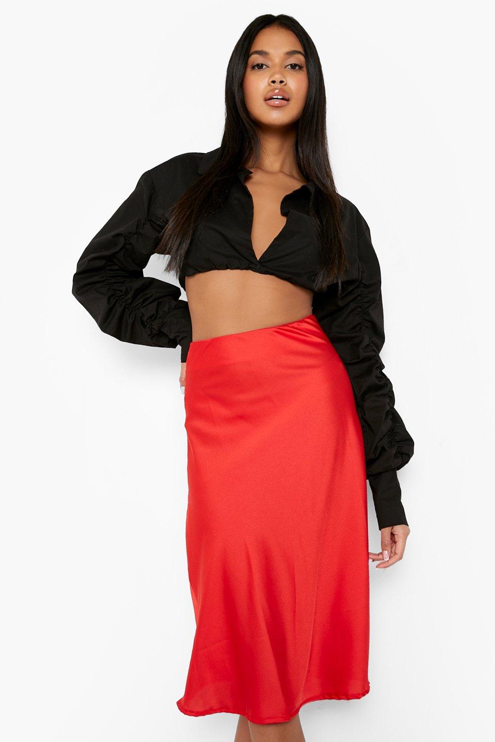 boohoo Satin Bias Midi Skirt, boohoo Canada