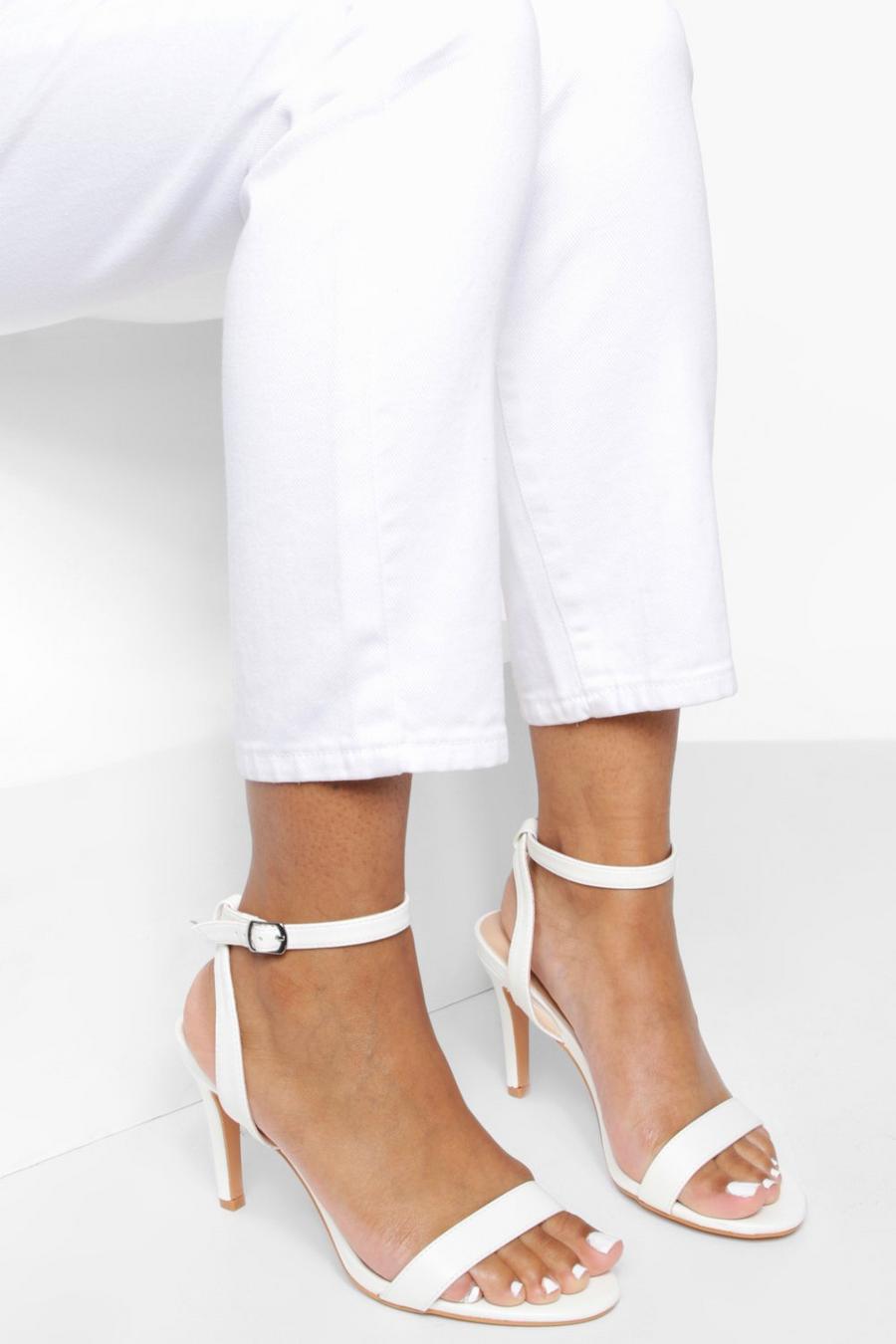 Chaussures à talon et bride à la cheville, Blanc white image number 1