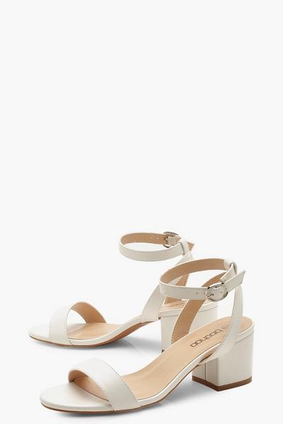boohoo white Low Block Barely There Heels