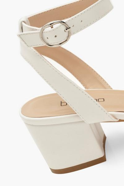 boohoo white Low Block Barely There Heels