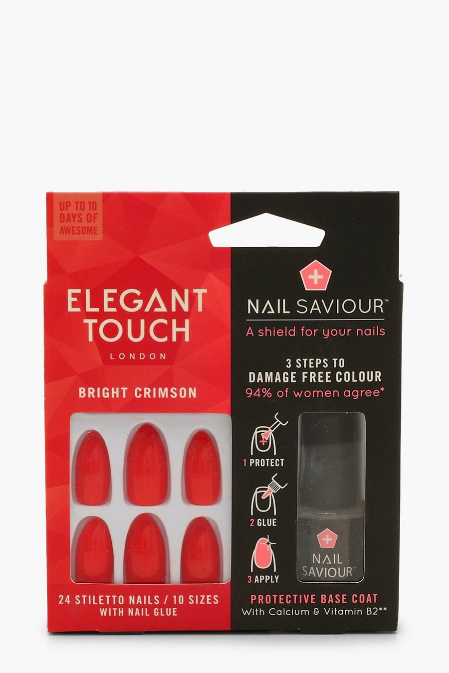 Elegant Touch Bright Crimson False Nails & Klebstoff image number 1