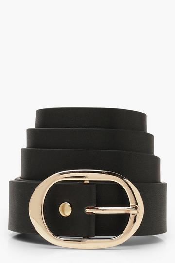 Oval Buckle Boyfriend Belt black