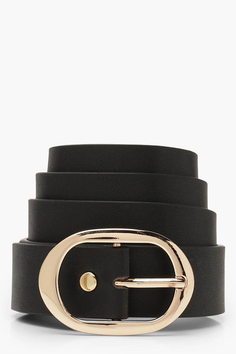 Black Oval Buckle Boyfriend Belt image number 1