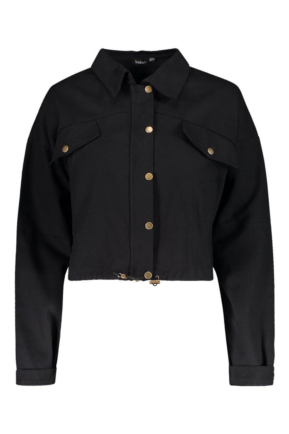 Black cropped shop utility jacket