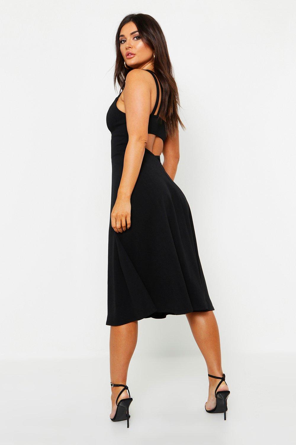 Strappy open shop back skater dress