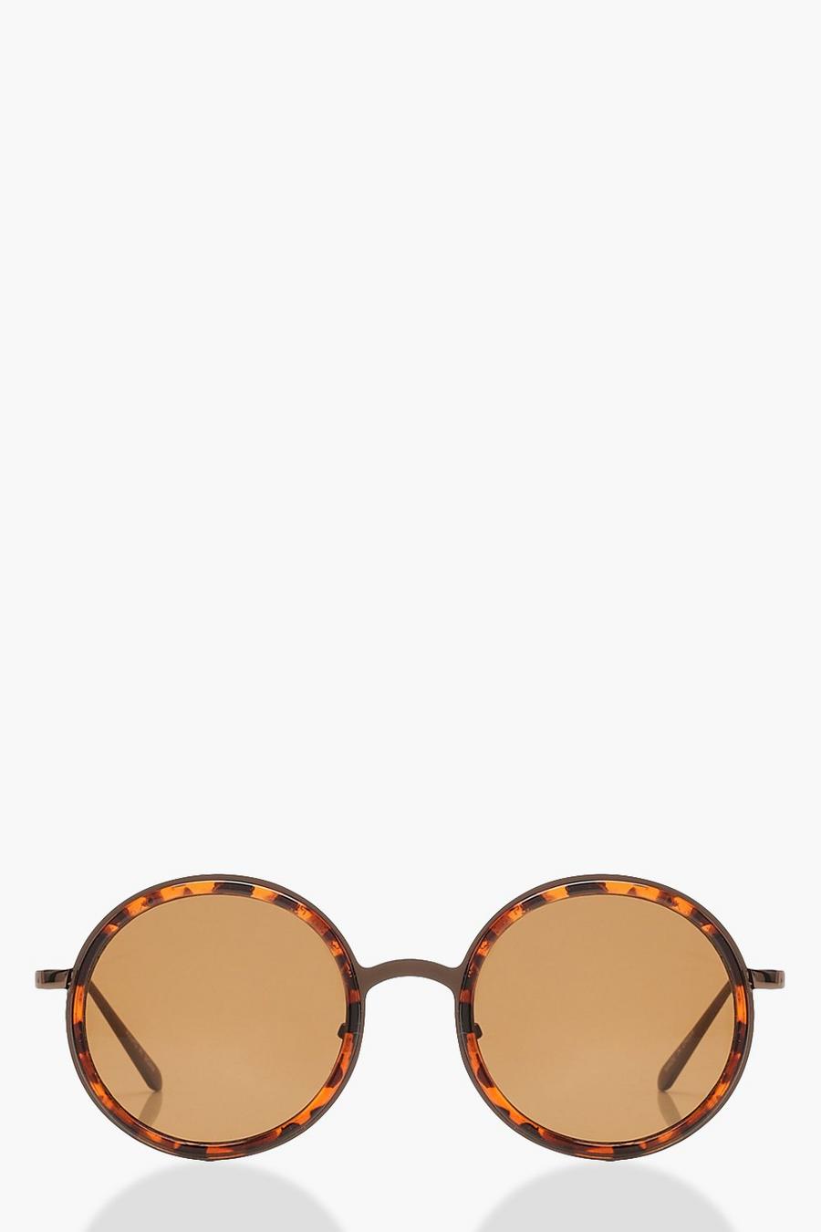 Sonnenbrille in Schildpatt Kontrast mit rundem Rahmen, Mehrfarbig image number 1