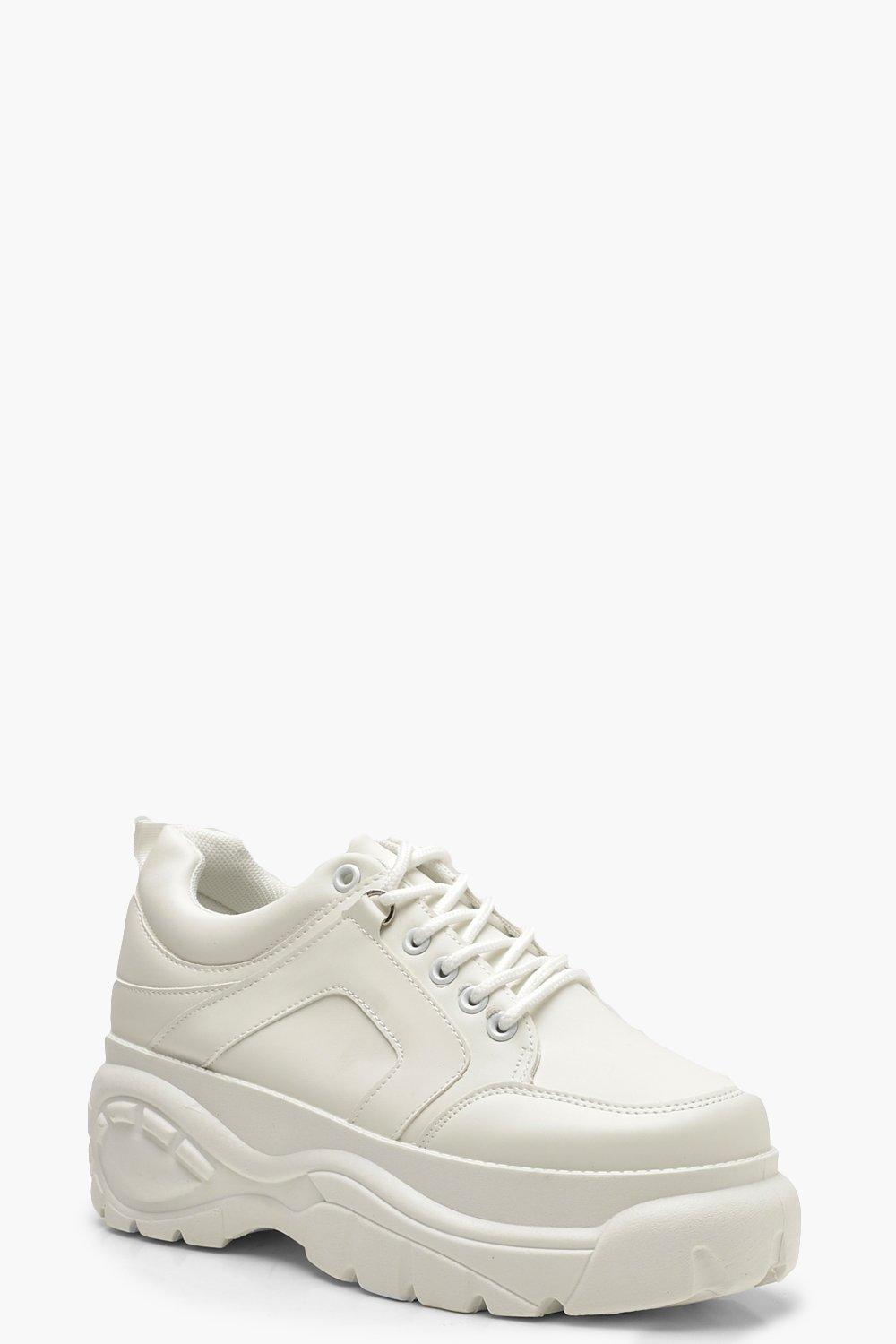 chunky white platform sneakers