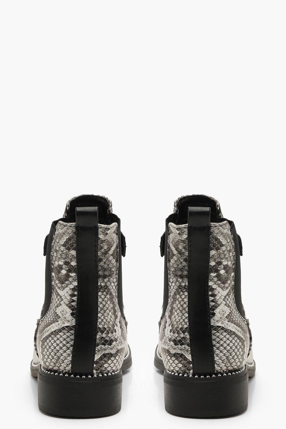 snake print chelsea boots