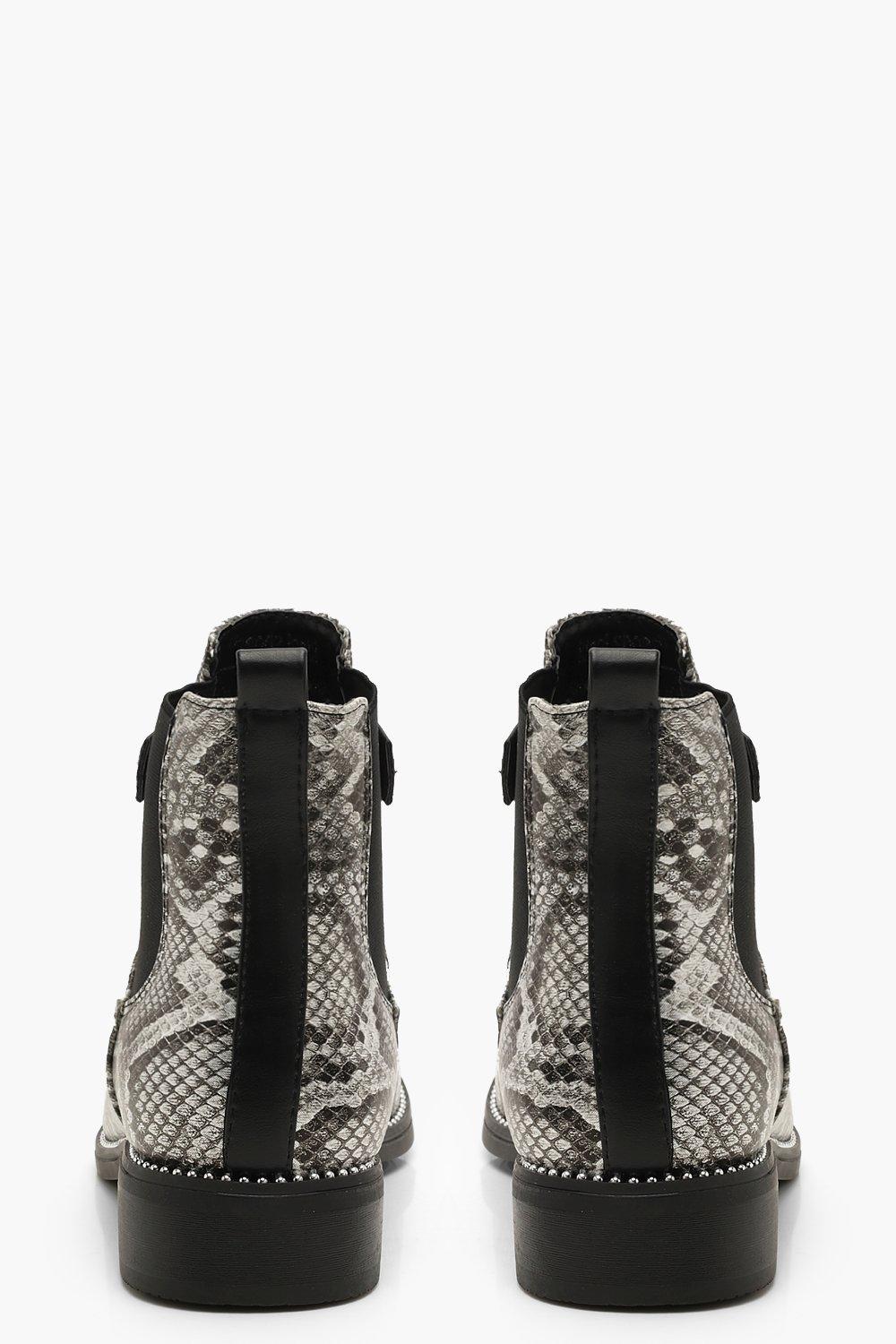 black snake print chelsea boots