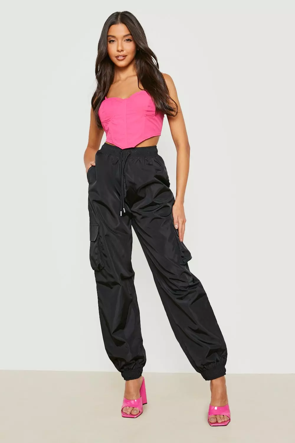 Black 2025 shell joggers