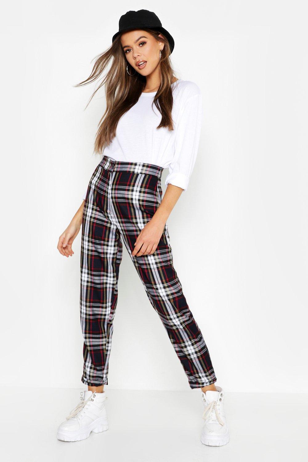 tartan tapered trousers