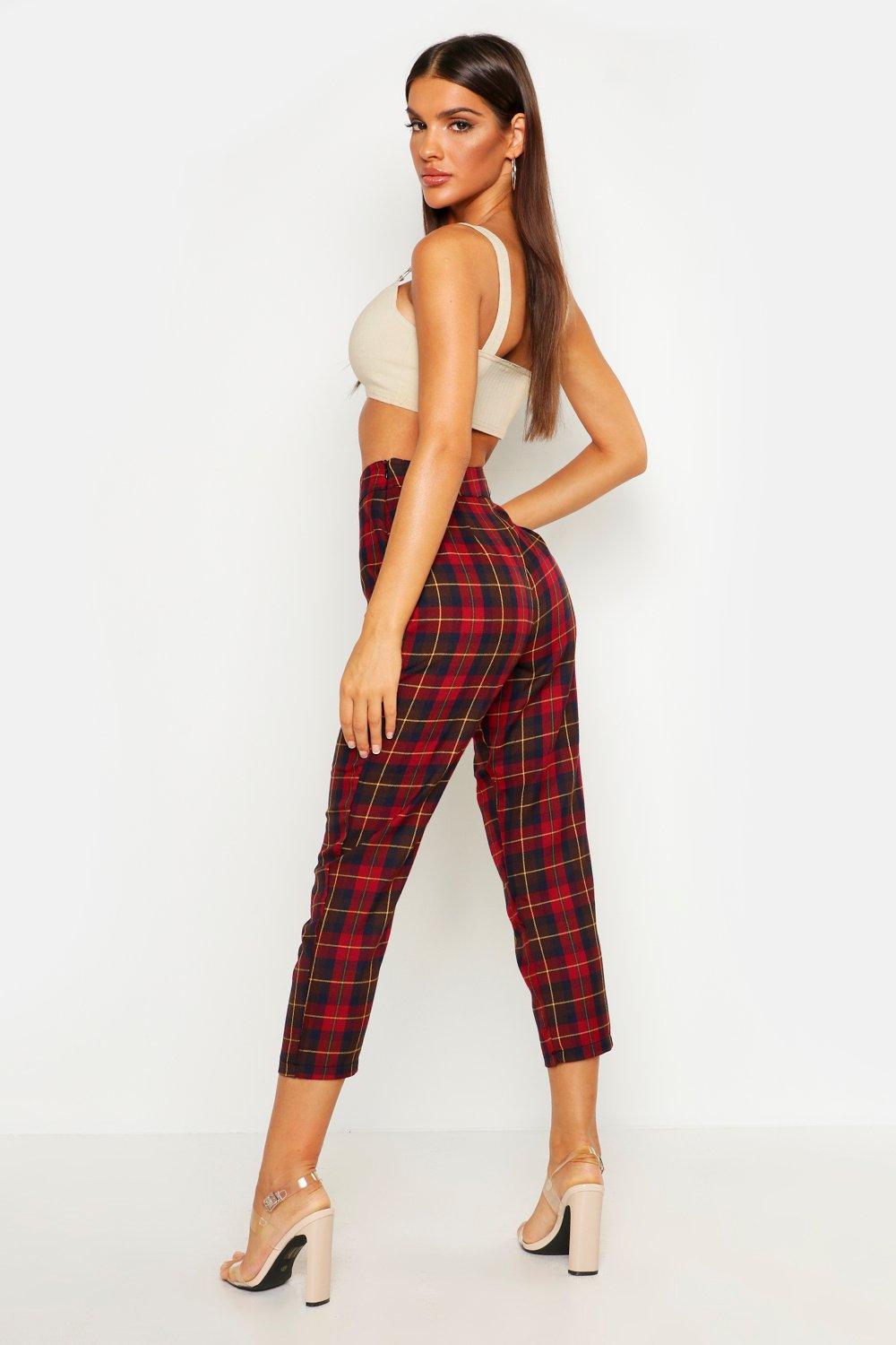 Woven Tartan Check Peg Trouser