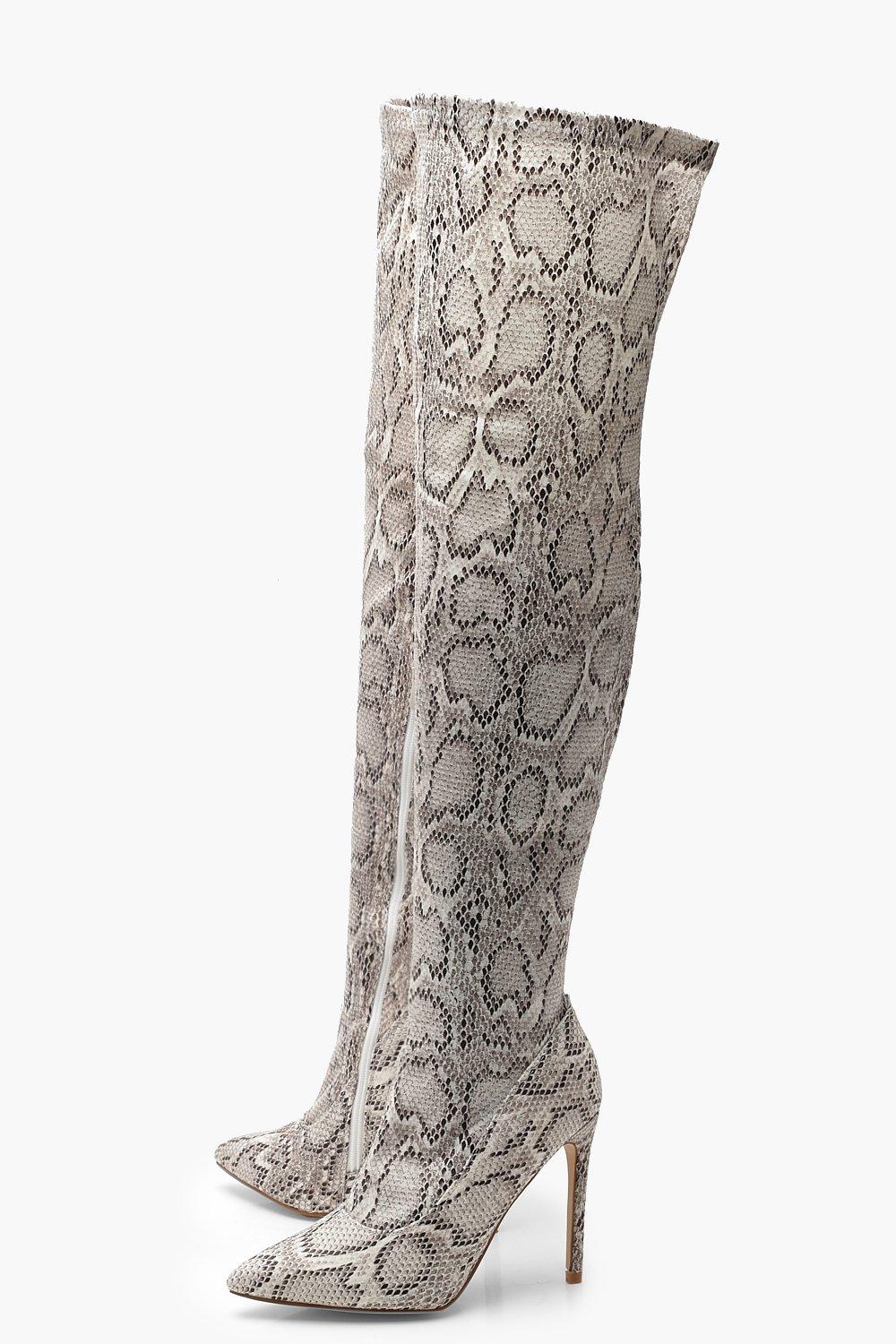 Over the knee 2024 snake print boots