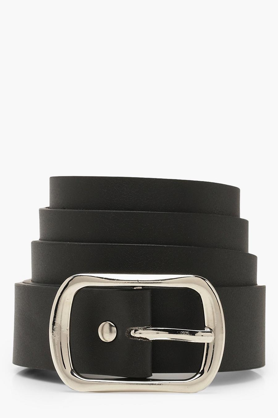 Black Silver Buckle Boyfriend Belt image number 1