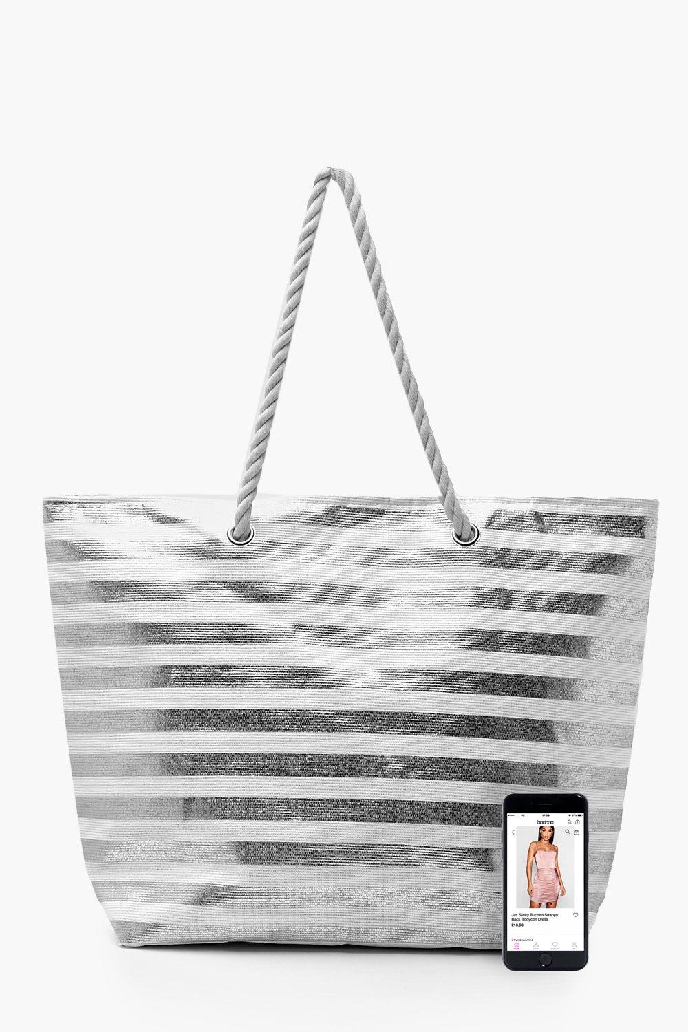 Silver metallic beach bag new arrivals