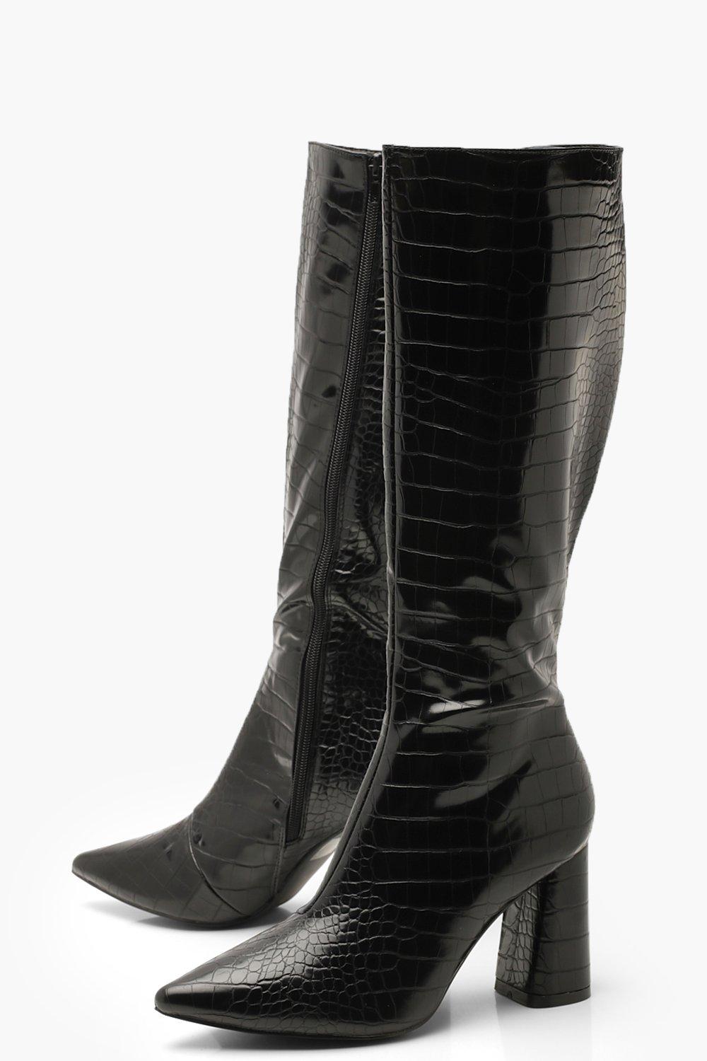 croc heeled boots