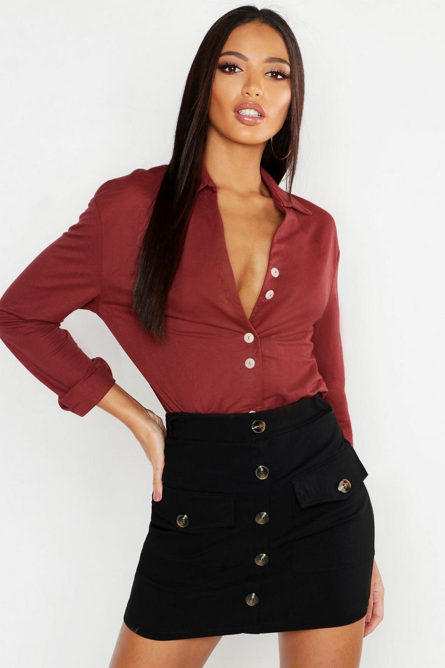 Wine Linnen Utility Blouse image number 1