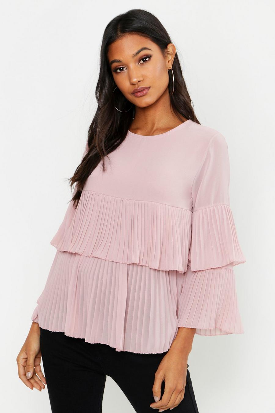 Blush Woven Pleated Smock Top image number 1