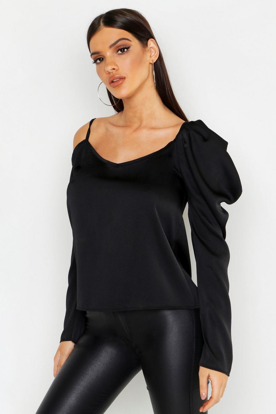 Woven One Shoulder Puff Sleeve Top image number 1