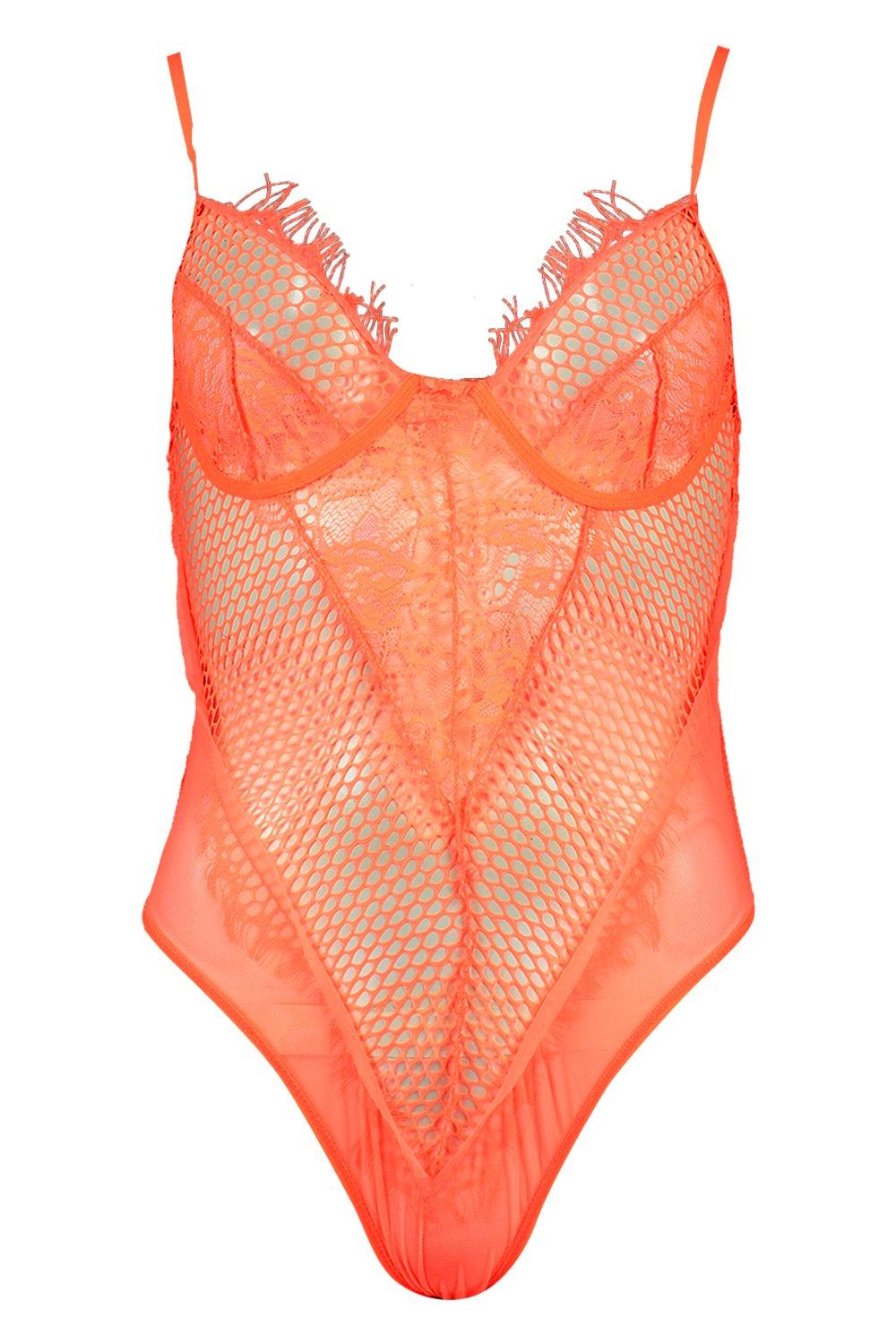 GEMBERA Women's High Cut Long Sleeve Sexy Neon Bodysuit Thong Leotard,  Orange, Small : : Clothing, Shoes & Accessories