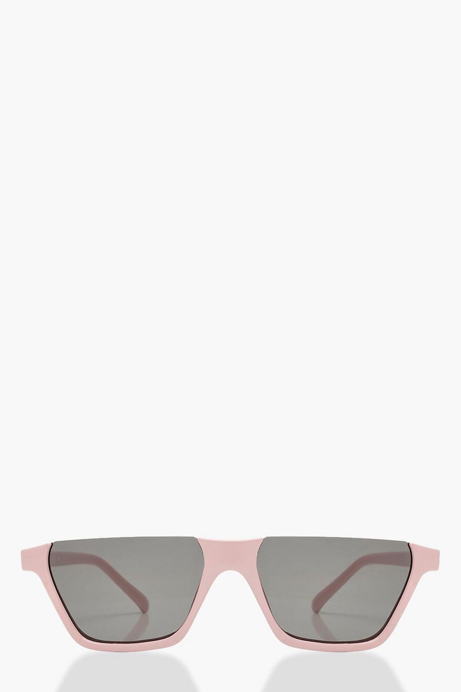 Hellrosa, flache Sonnenbrille mit Halbrahmen image number 1