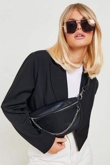 Front Chain Detail Fanny Pack black