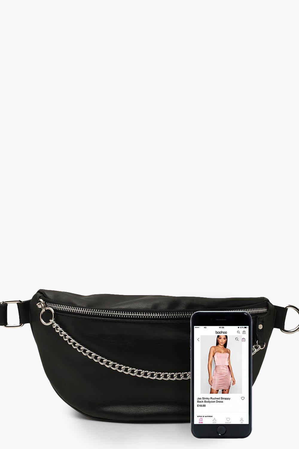 Boohoo black bum bag sale