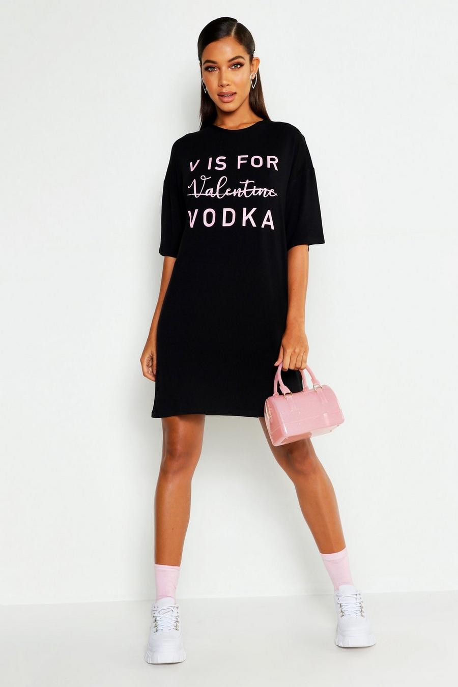 Abito T-shirt con scritta V Is For Vodka image number 1