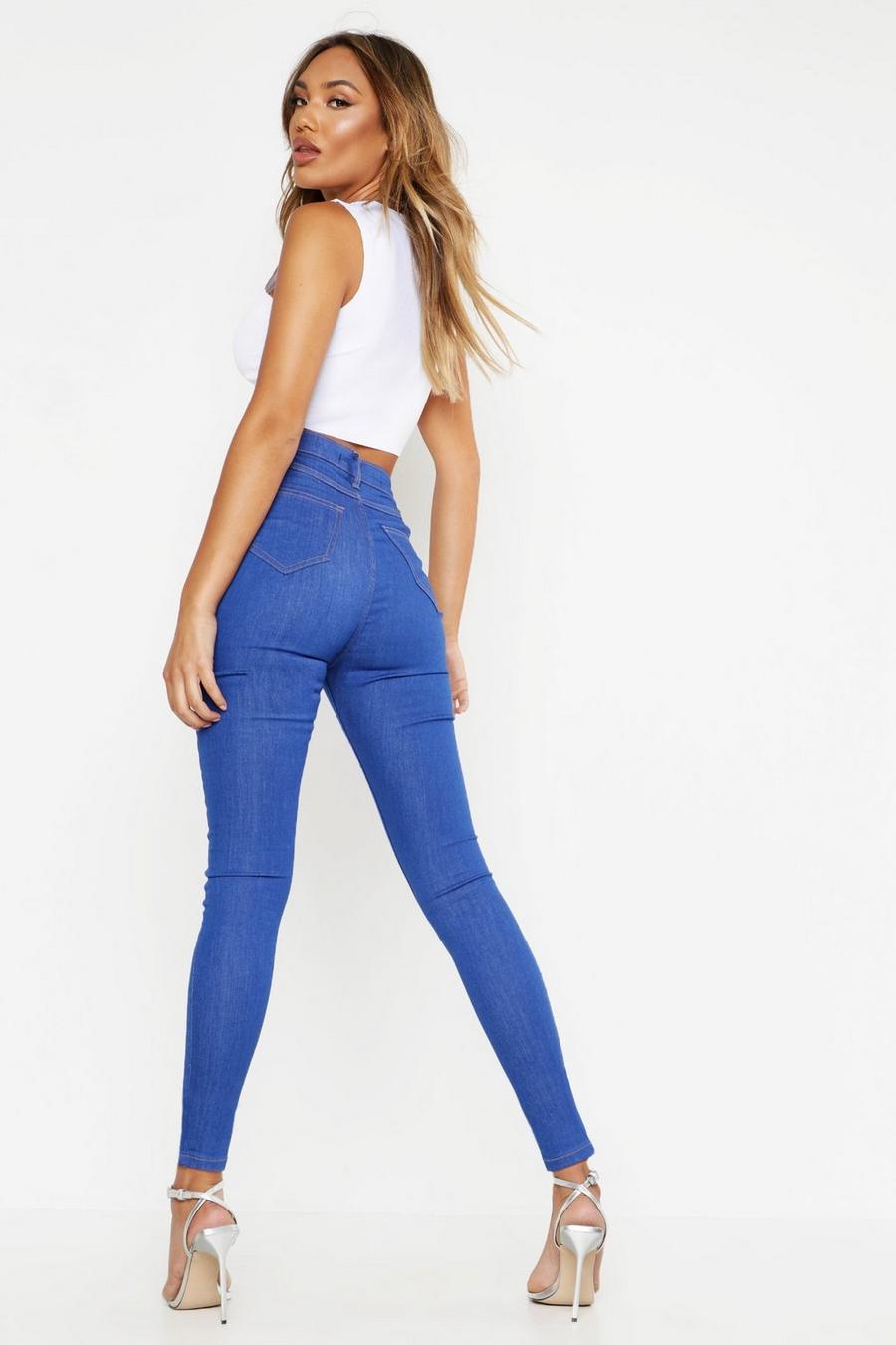 Butt shaper skinny jeans med stretch och mellanhög midja image number 1