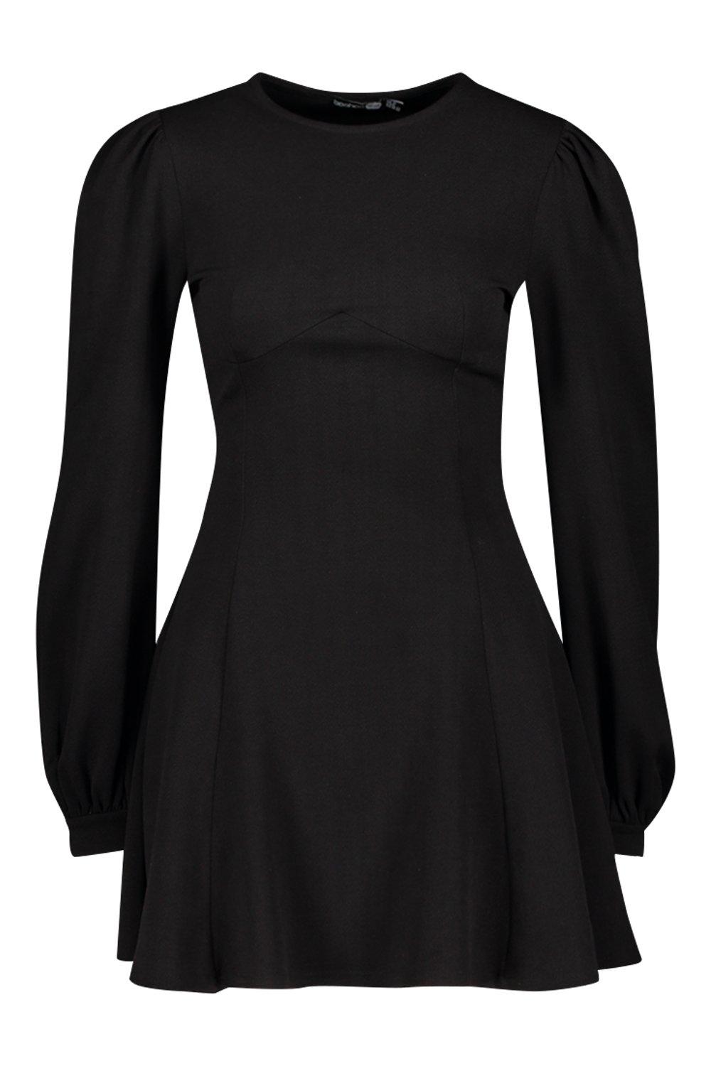 Bust Detail Blouson Sleeve Skater Dress