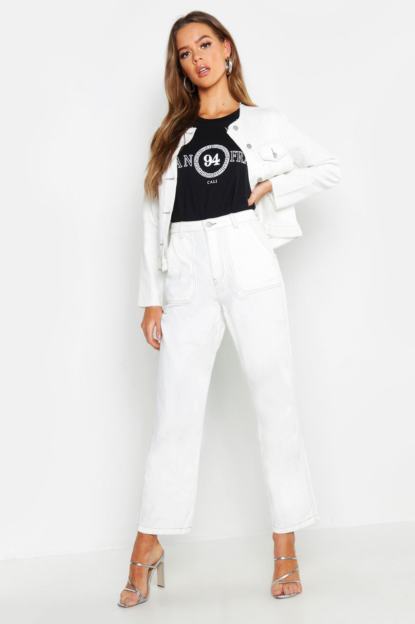 ecru slim wide leg jeans