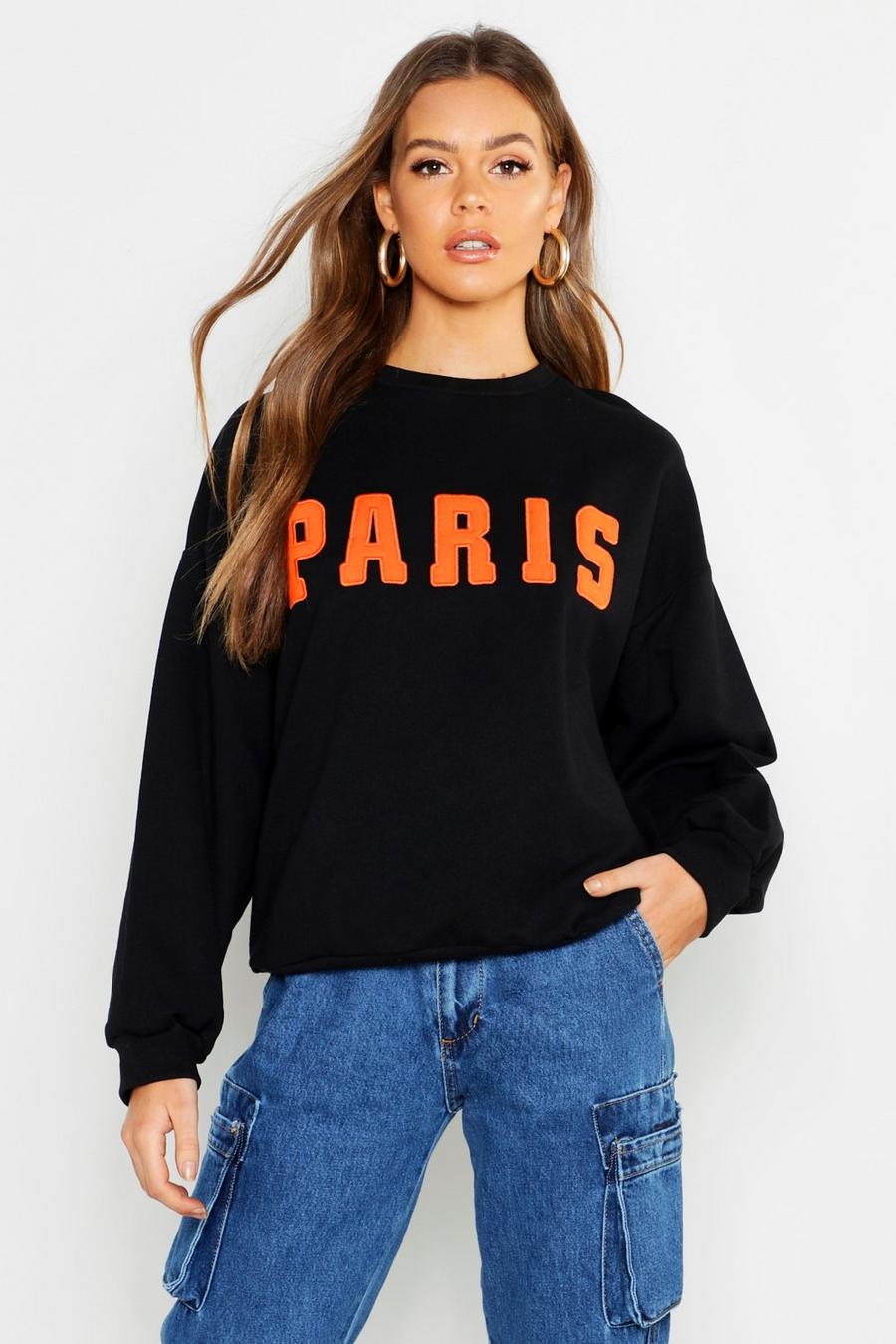 Sweatshirt mit Paris Applique Slogan image number 1