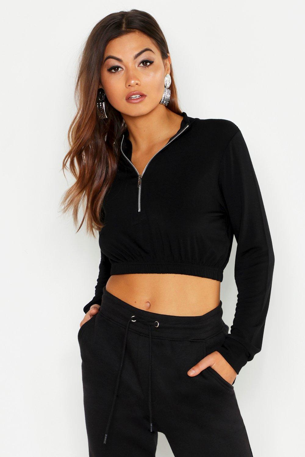 half zip sweatshirt crop