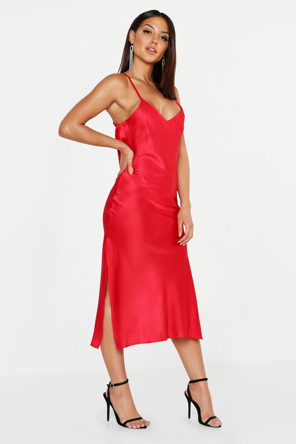 boohoo satin cowl dress