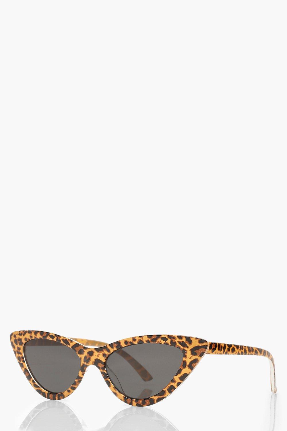 Lunettes De Soleil Fines Yeux De Chat Leopard Boohoo