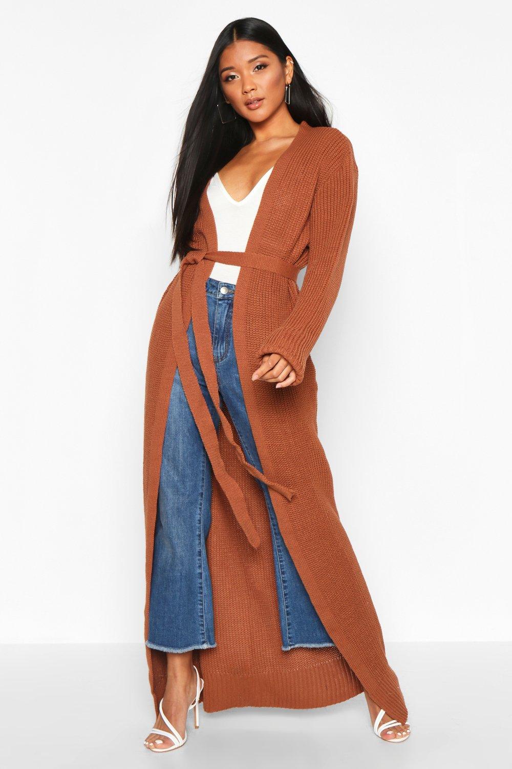 maxi belted cardigan