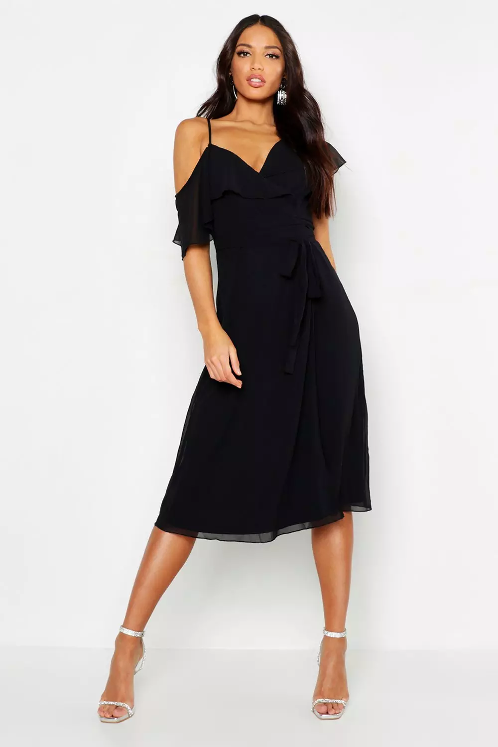 Boohoo cold store shoulder dress