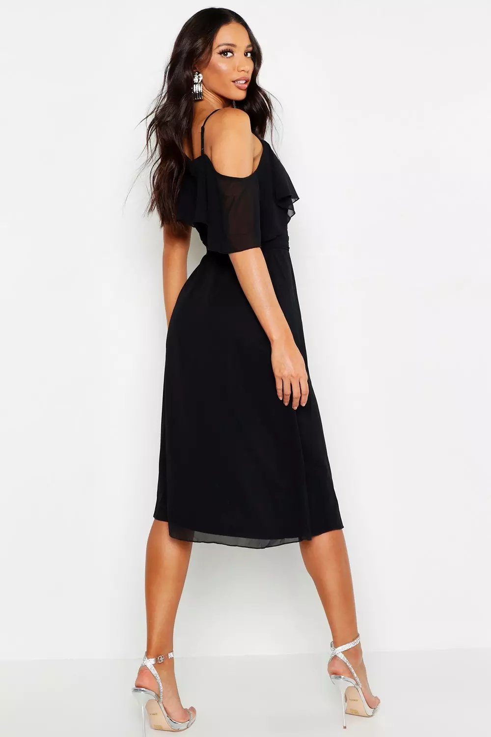 Cold shoulder shop wrap skater dress