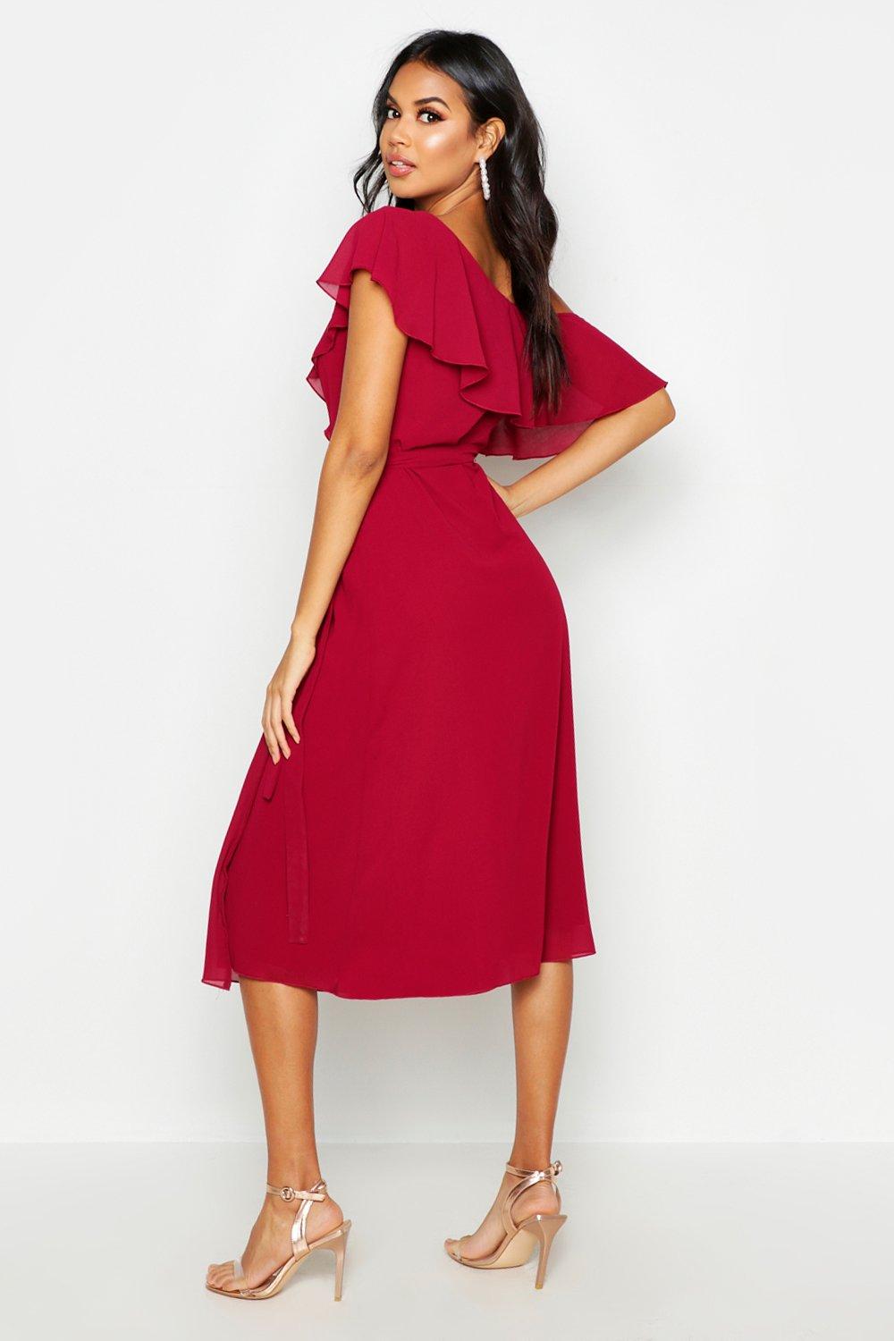 cold shoulder wrap skater dress