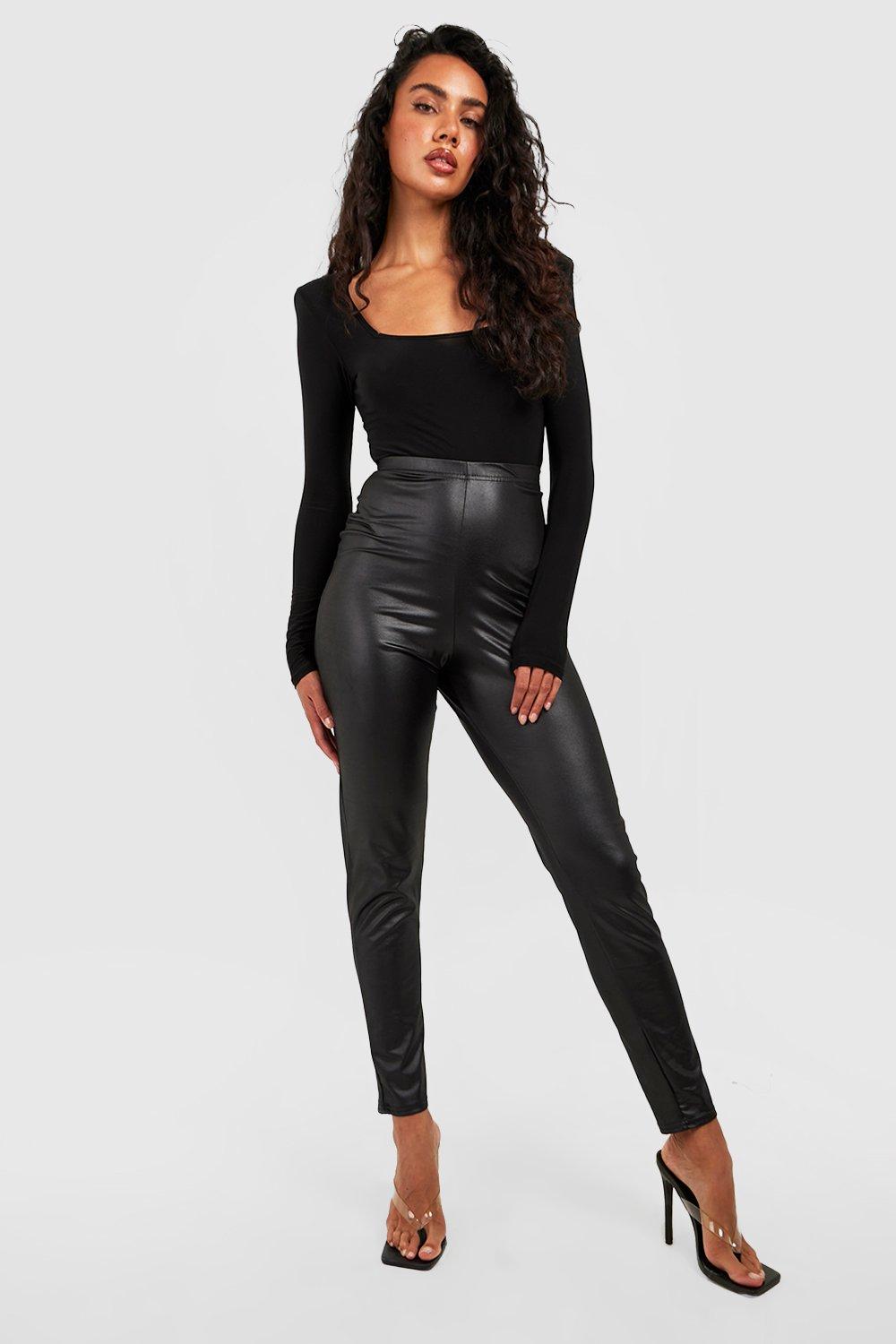 Women's High Waisted Leather Look Leggings