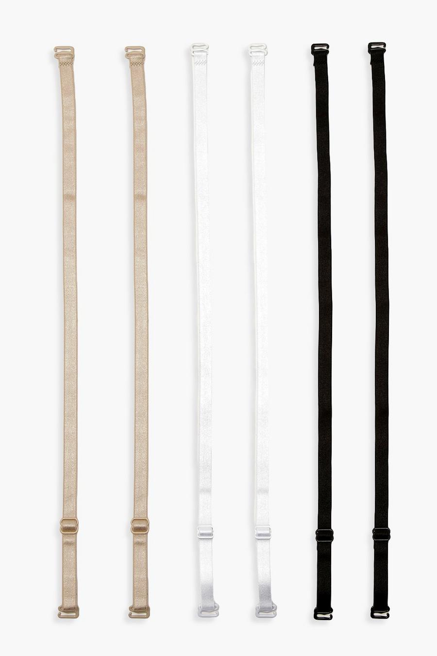Pack de 3 tiras de sujetador: piel, negro y blanco, Multicolor image number 1