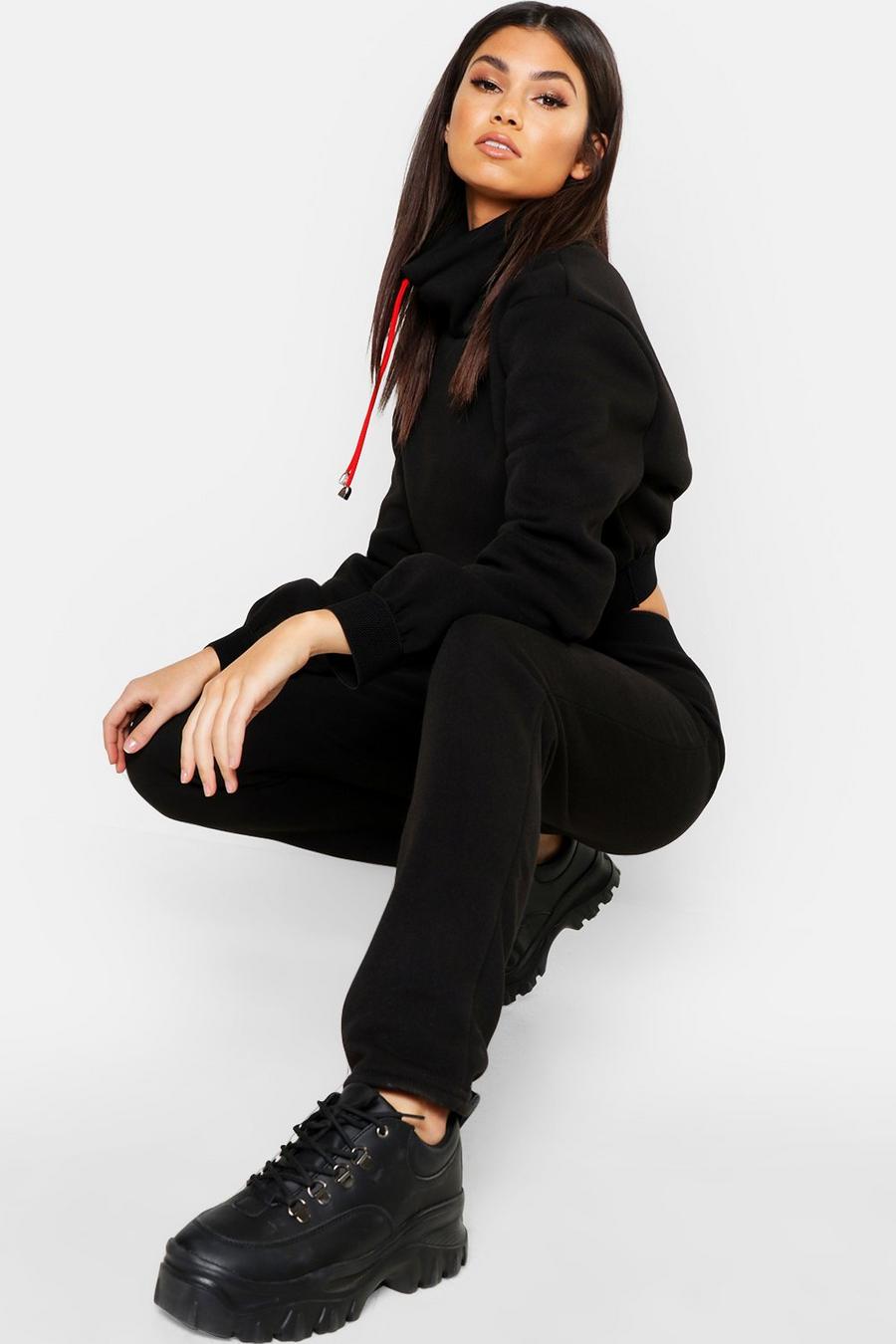 Funnel Neck Cord Crop Sweat & Jogger Tracksuit image number 1
