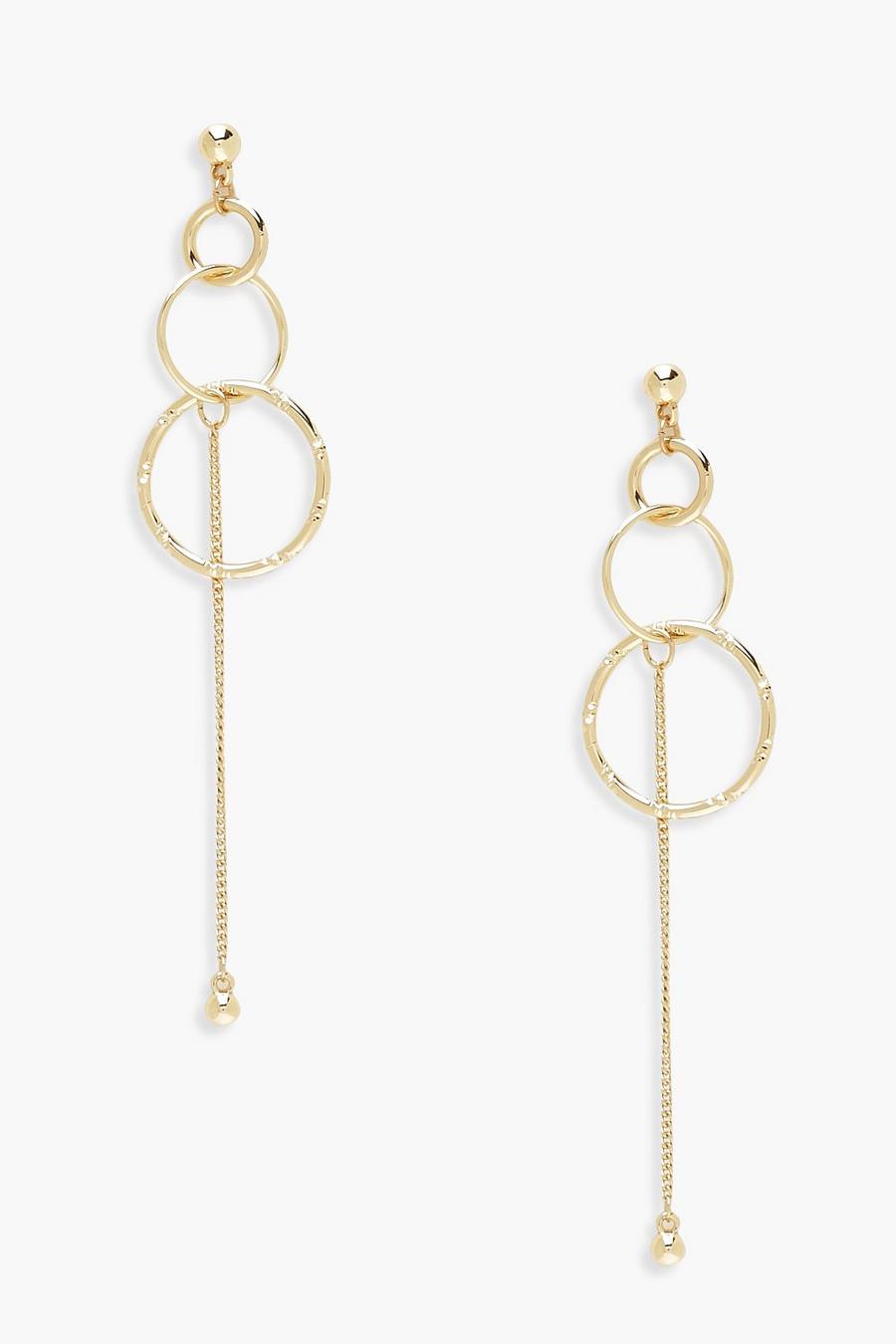Gold Circle And Chain Drop Earrings image number 1